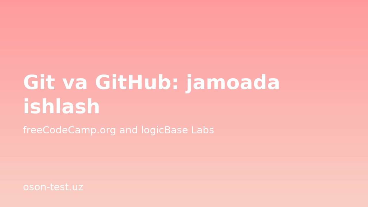 Git va GitHub: jamoada ishlash