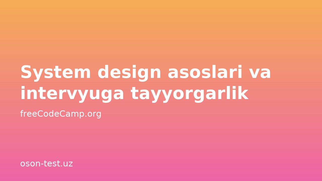 System design asoslari va intervyuga tayyorgarlik