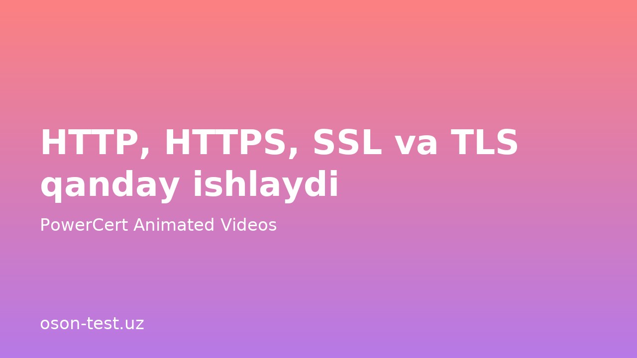 HTTP, HTTPS, SSL va TLS qanday ishlaydi