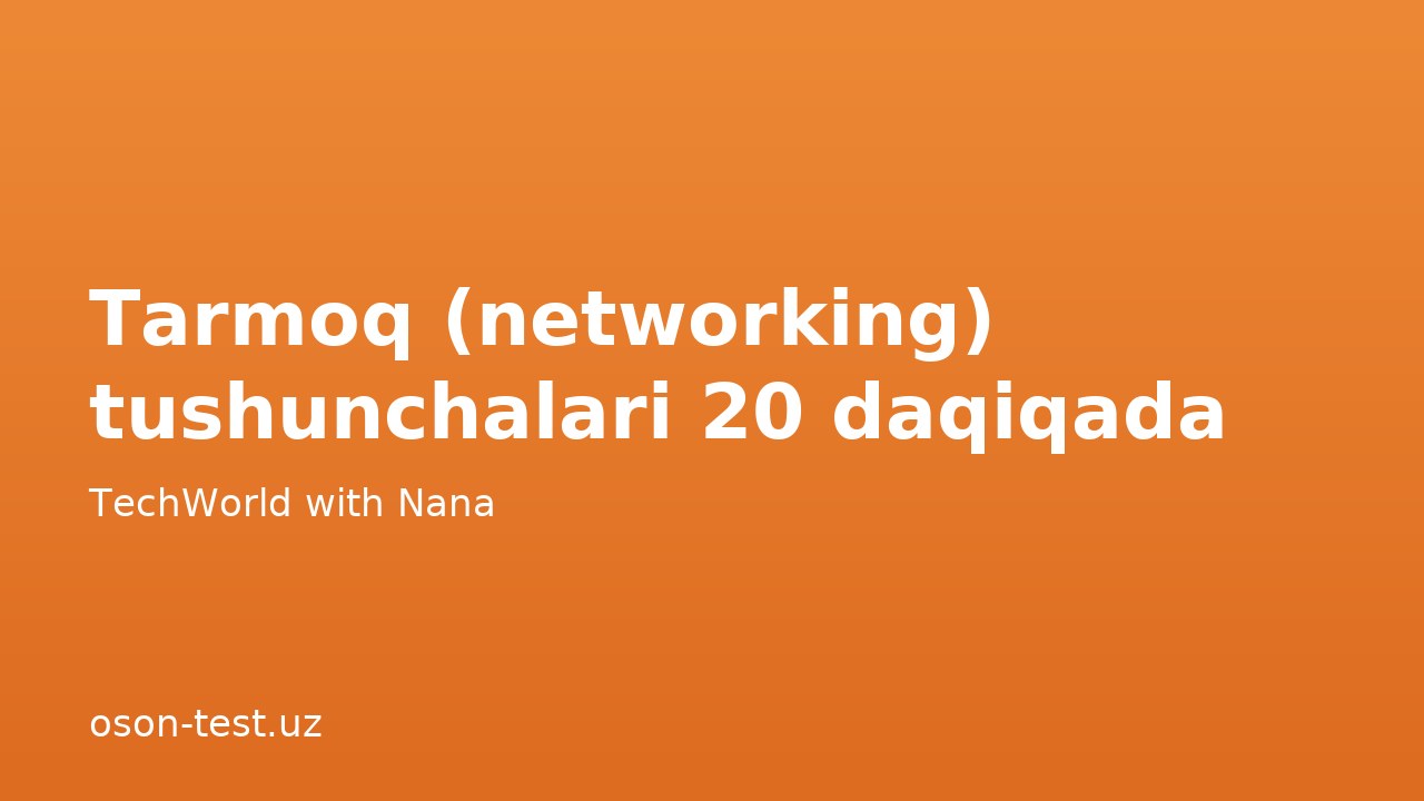 Tarmoq (networking) tushunchalari 20 daqiqada